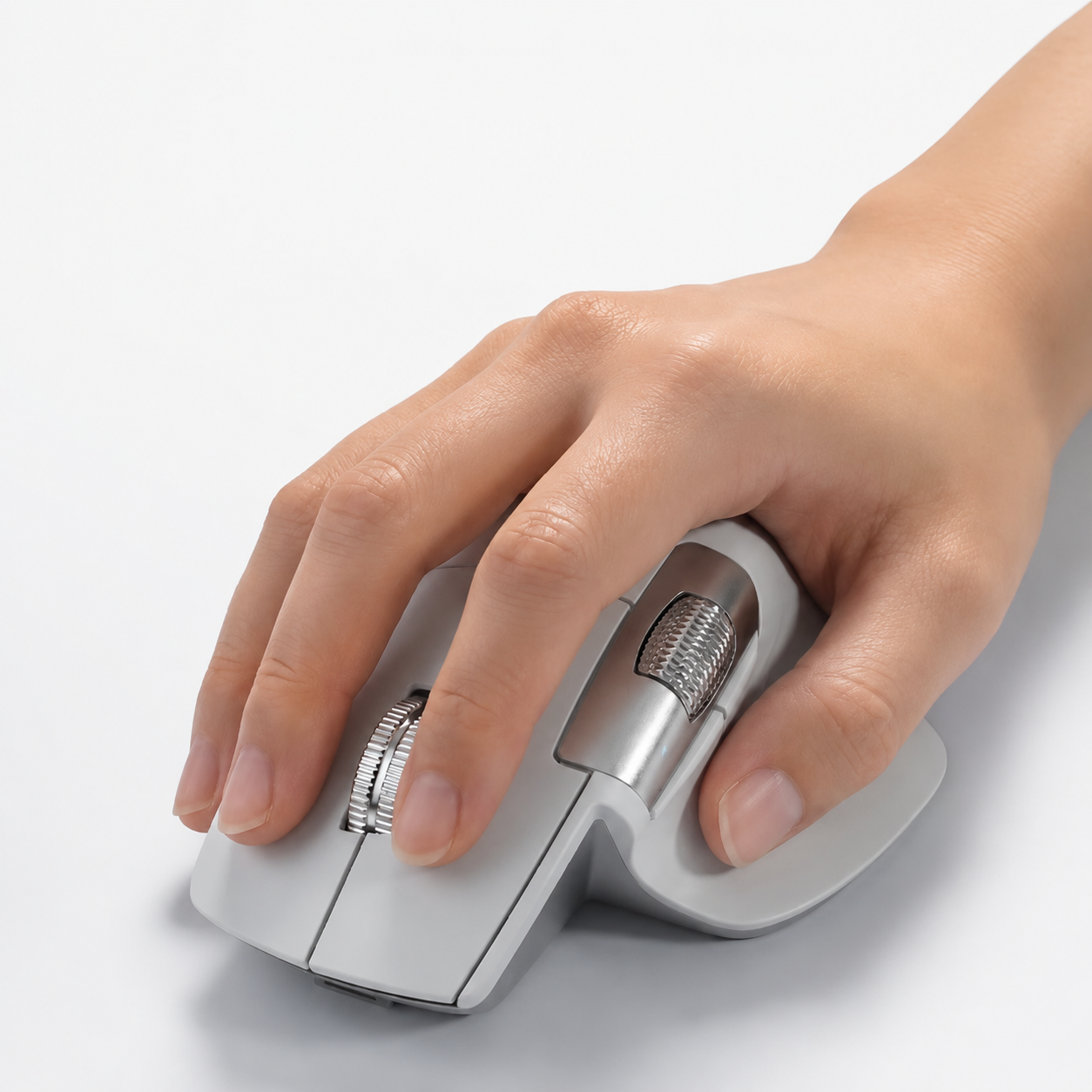 ErgoMouse in hand showing natural hand position